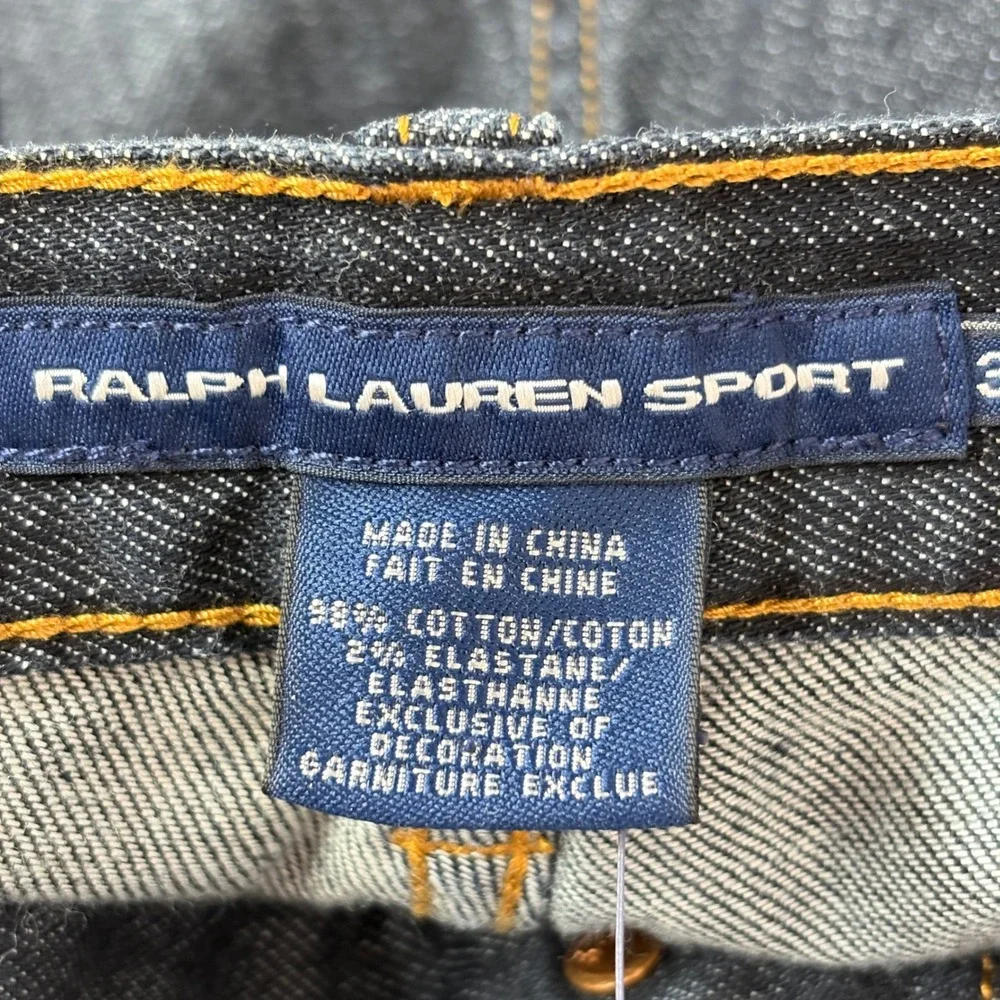 NWT‎ Ralph Lauren Sport Womens Jeans 32 Dark Wash Straight Leg Stretch Denim